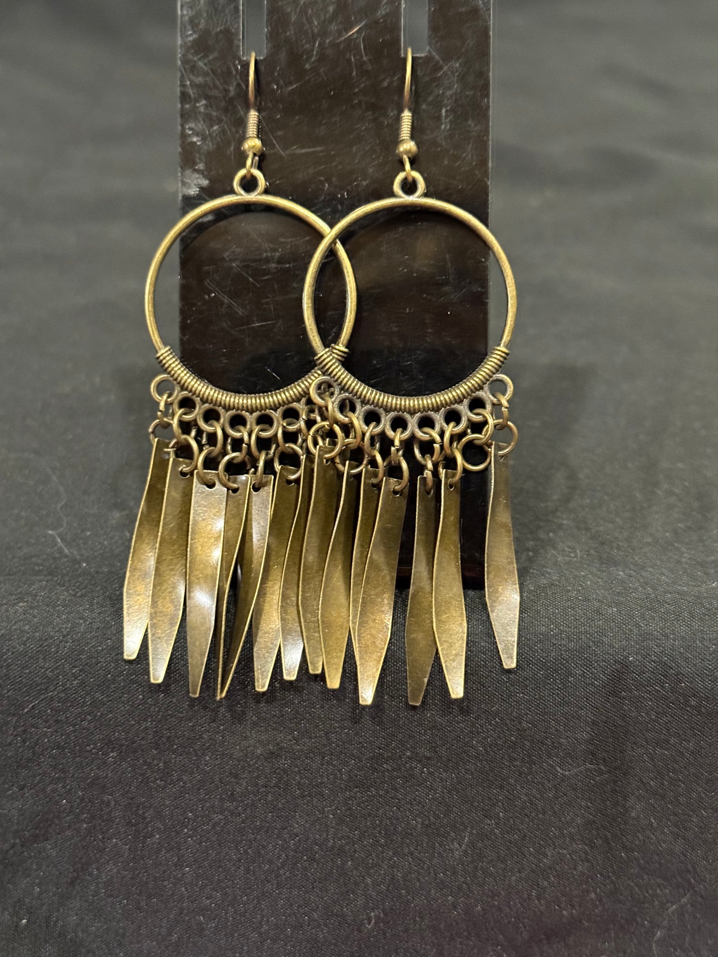 Brass Bohemian Tassel Statement Earrings
