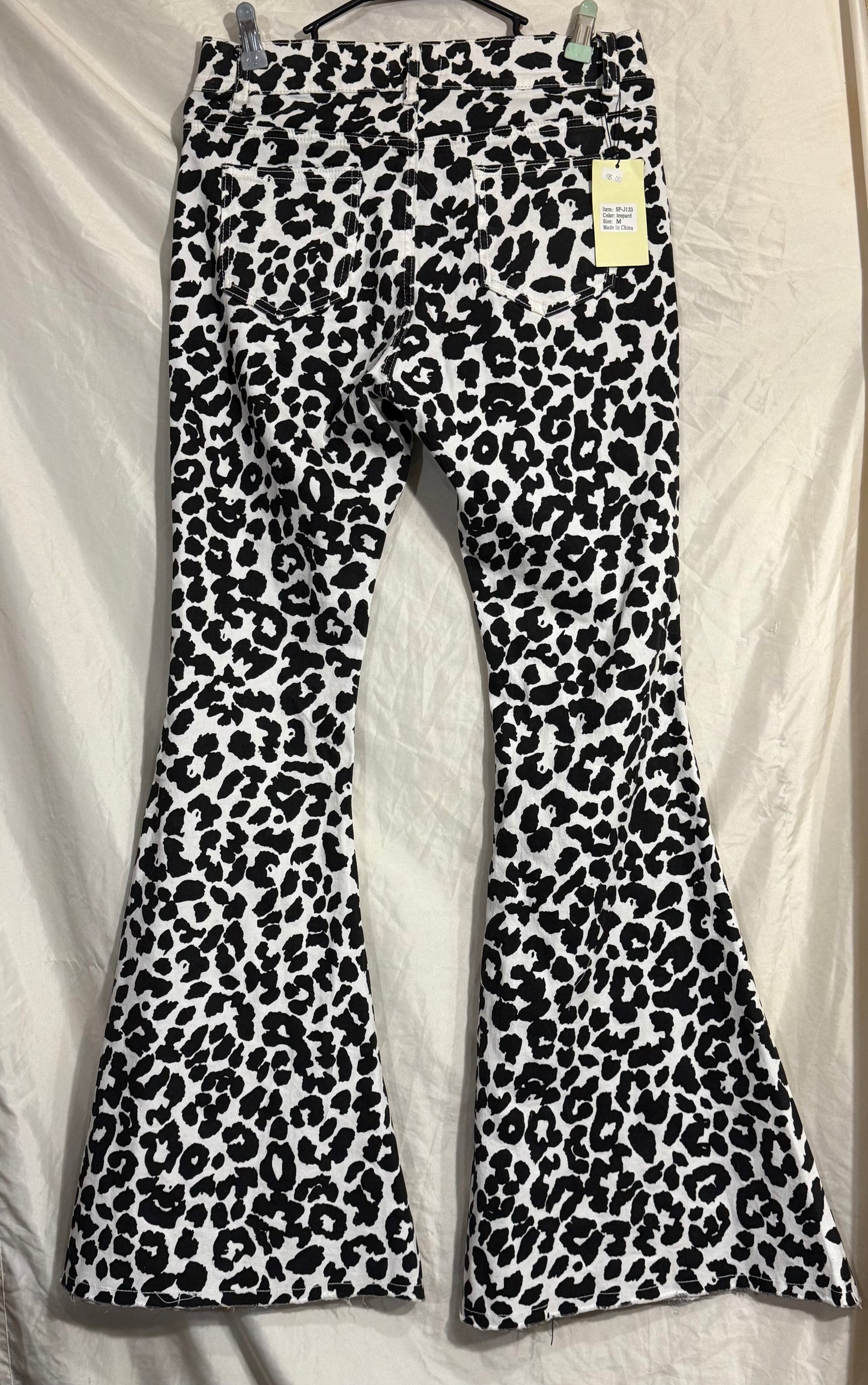 Southern Stitch Cheetah Print Denim Bell bottoms
