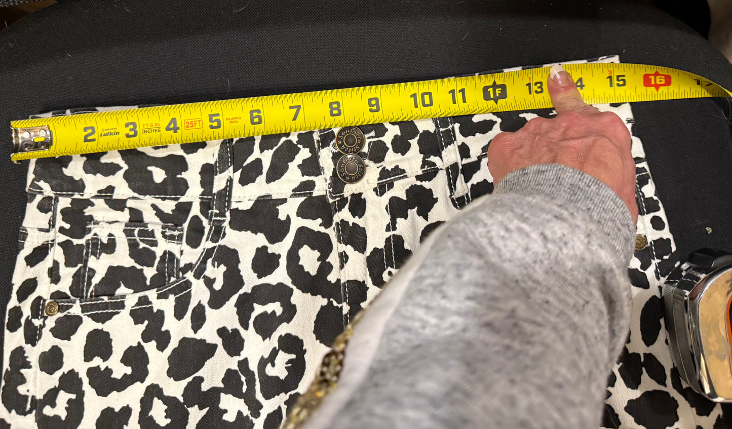 Southern Stitch Cheetah Print Denim Bell bottoms