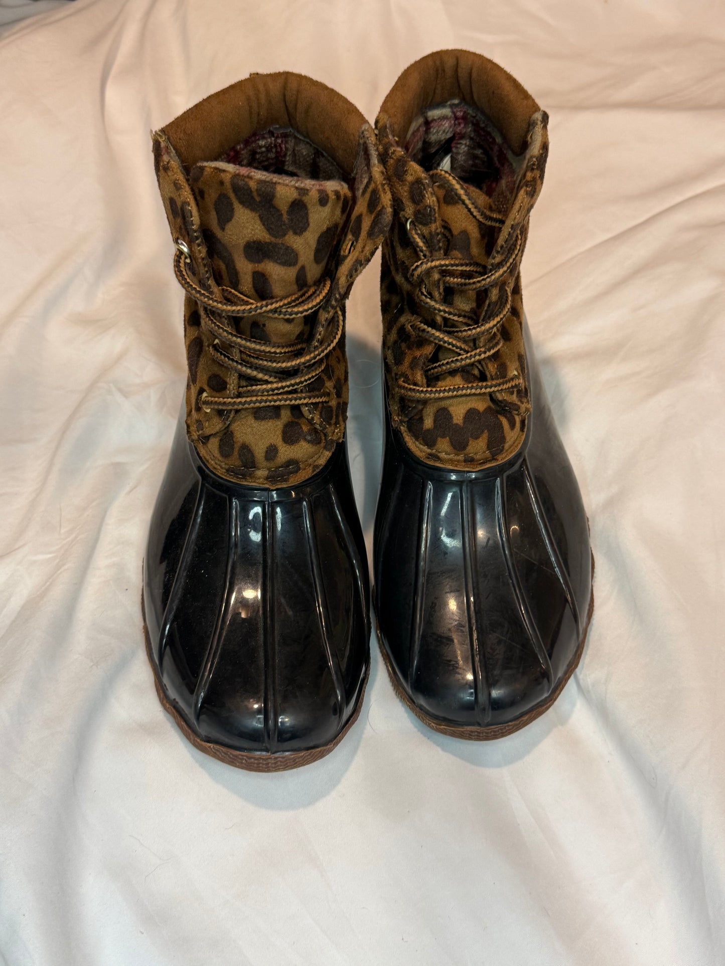 Leopard Print Duck Boots