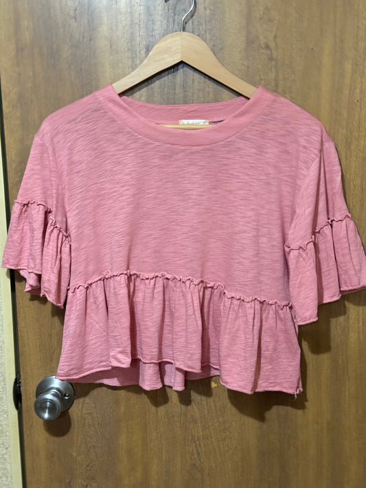 Altar’d State Cropped Juniper Ruffle Top