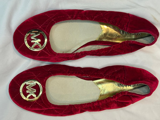 Michael Kors Red Velvet Ballet Flats