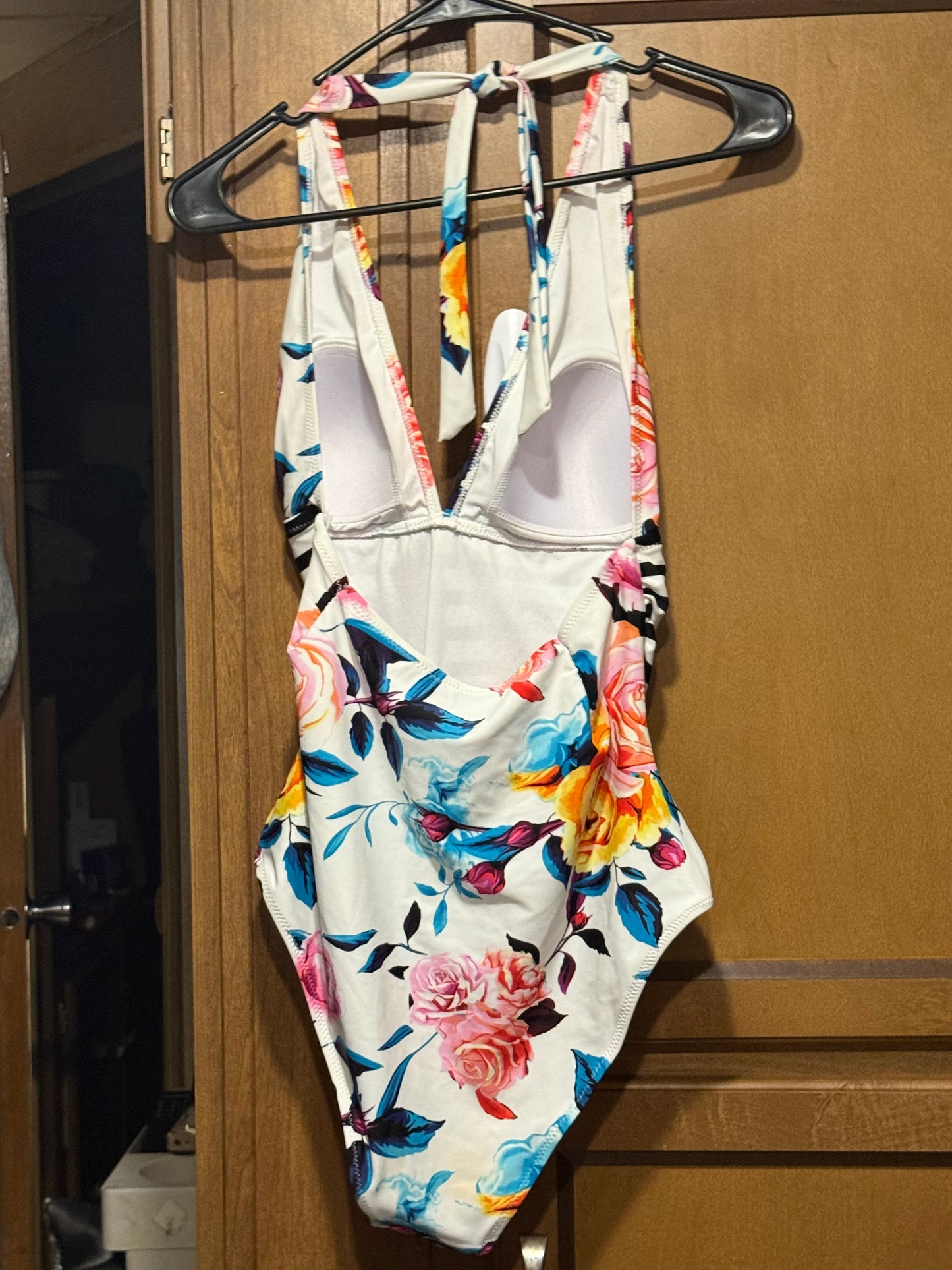 Cupshe bold Floral and stripe one piece swimsuit