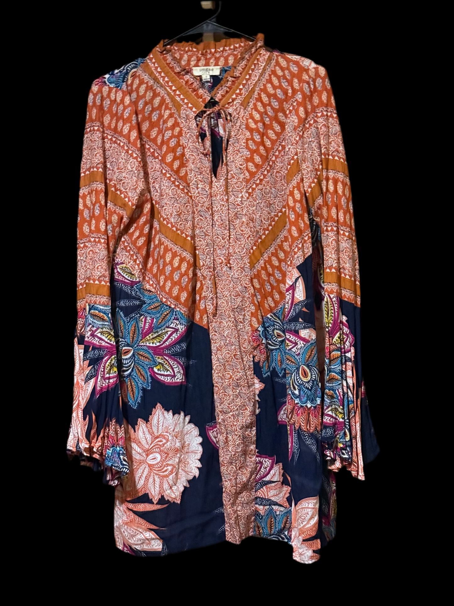 Umgee Rust Blue Floral print Boho dress