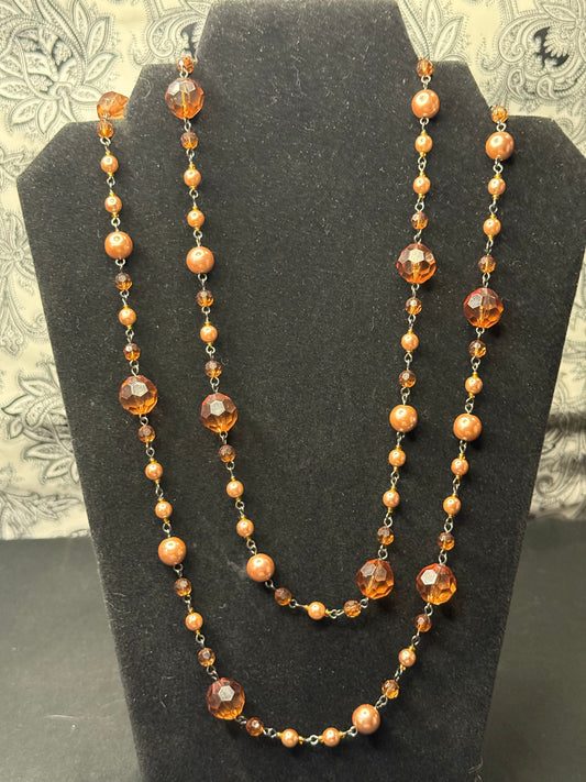 Vintage Amber Beaded long necklace