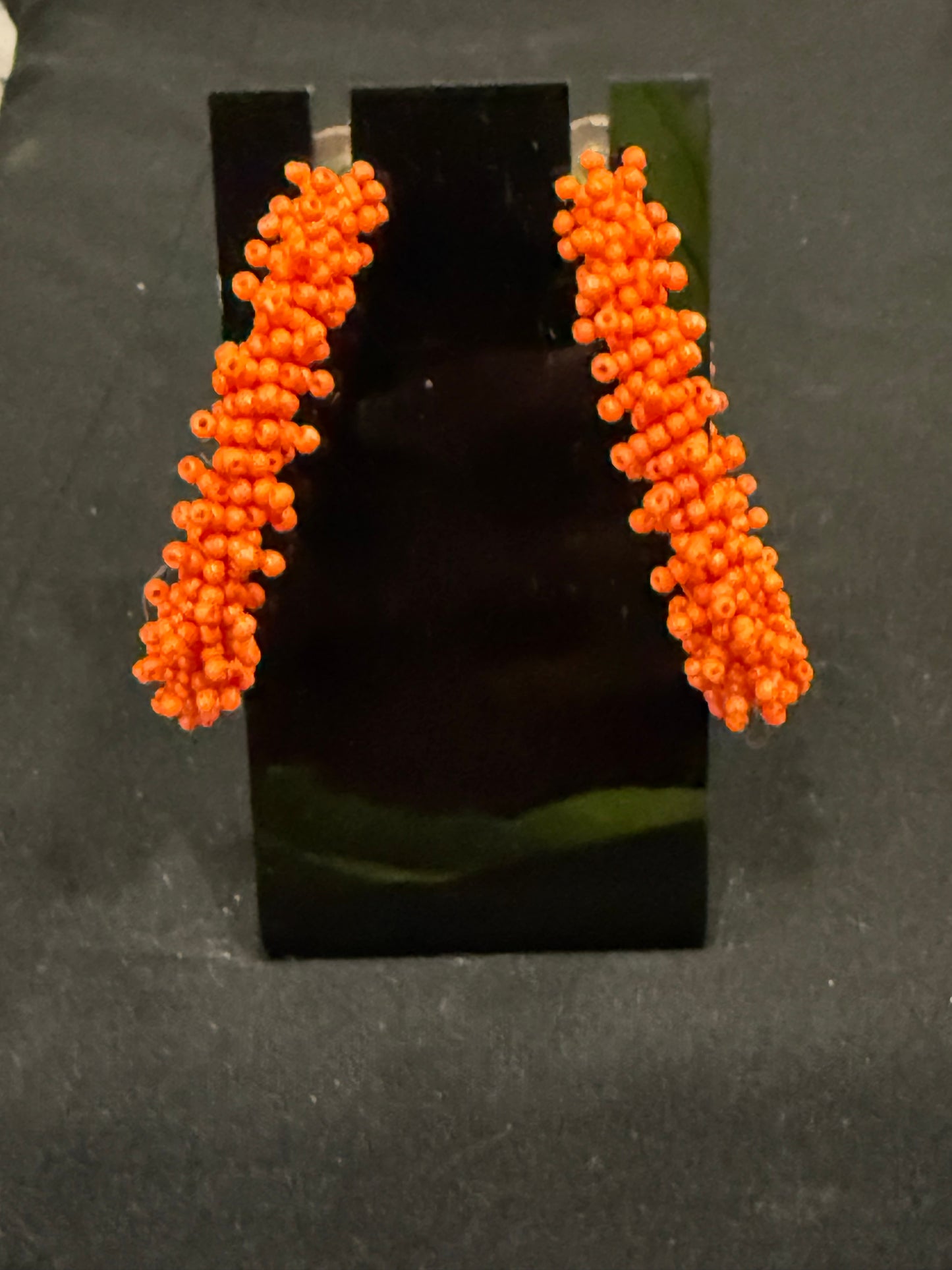 Orange seed bead earrings