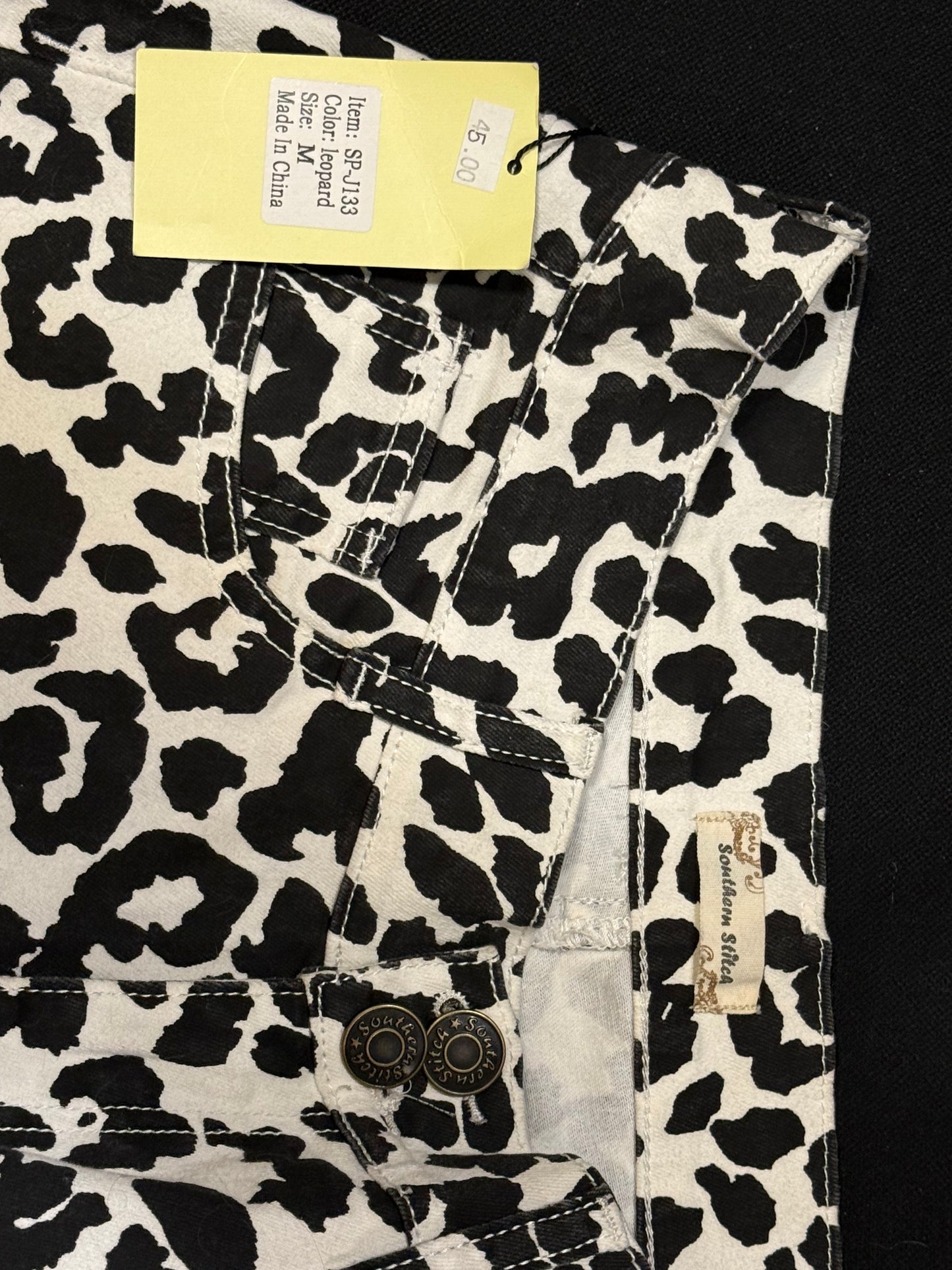 Southern Stitch Cheetah Print Denim Bell bottoms