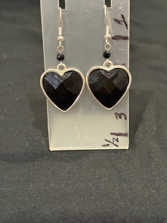 Black onyx heart earrings