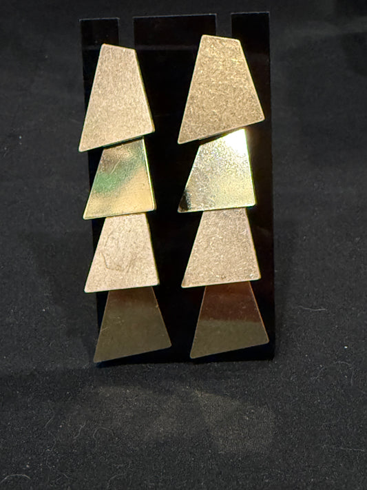 Express 4 tier gold layered geometric drop earrings