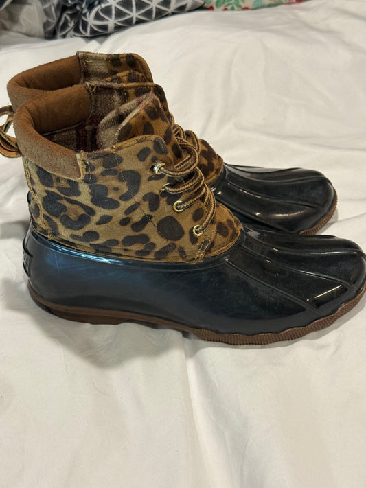 Leopard Print Duck Boots