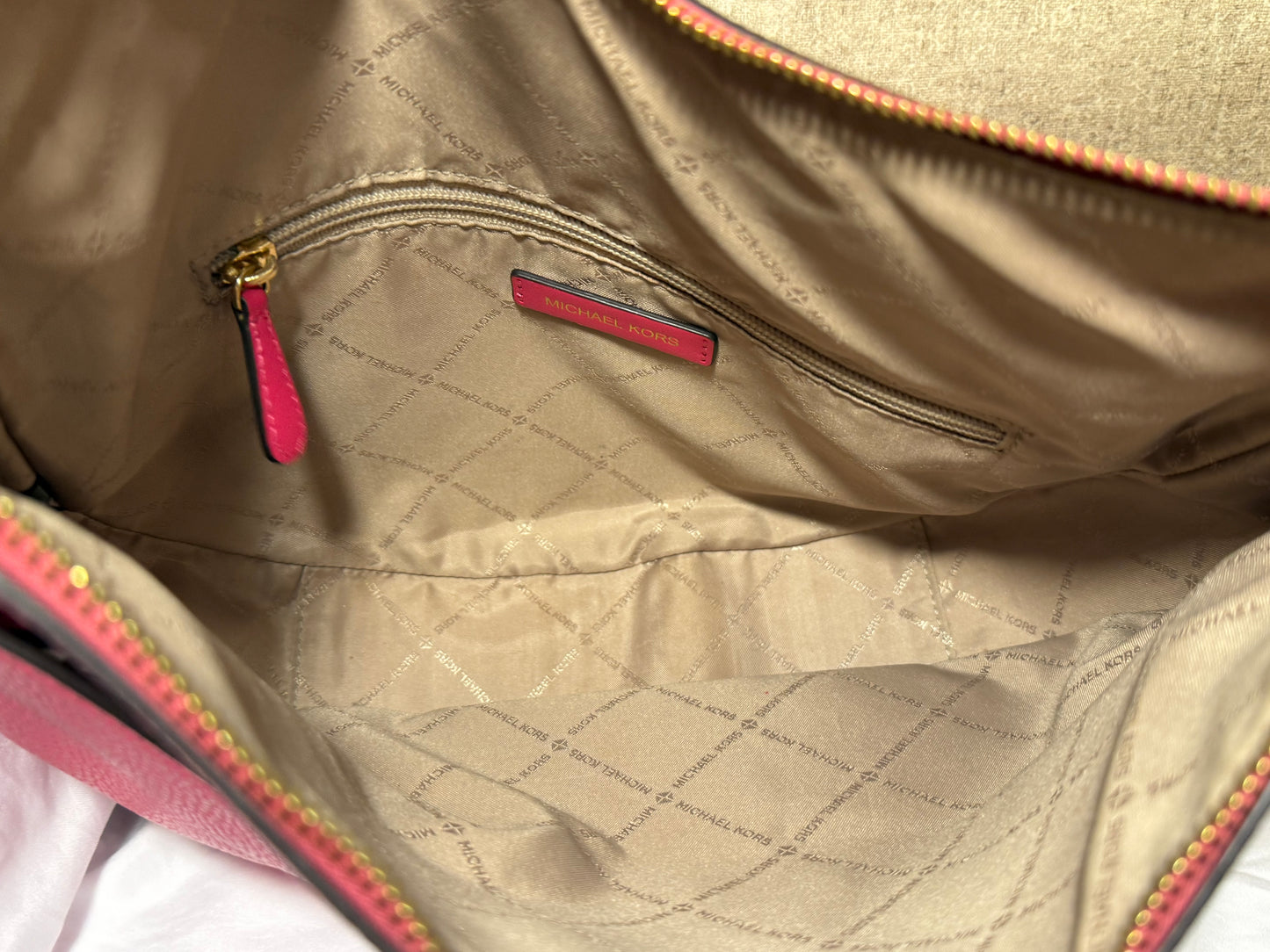 Michael Kors Dover Large Leather Top Zip Half Moon Shoulder Bag In Electric Pink