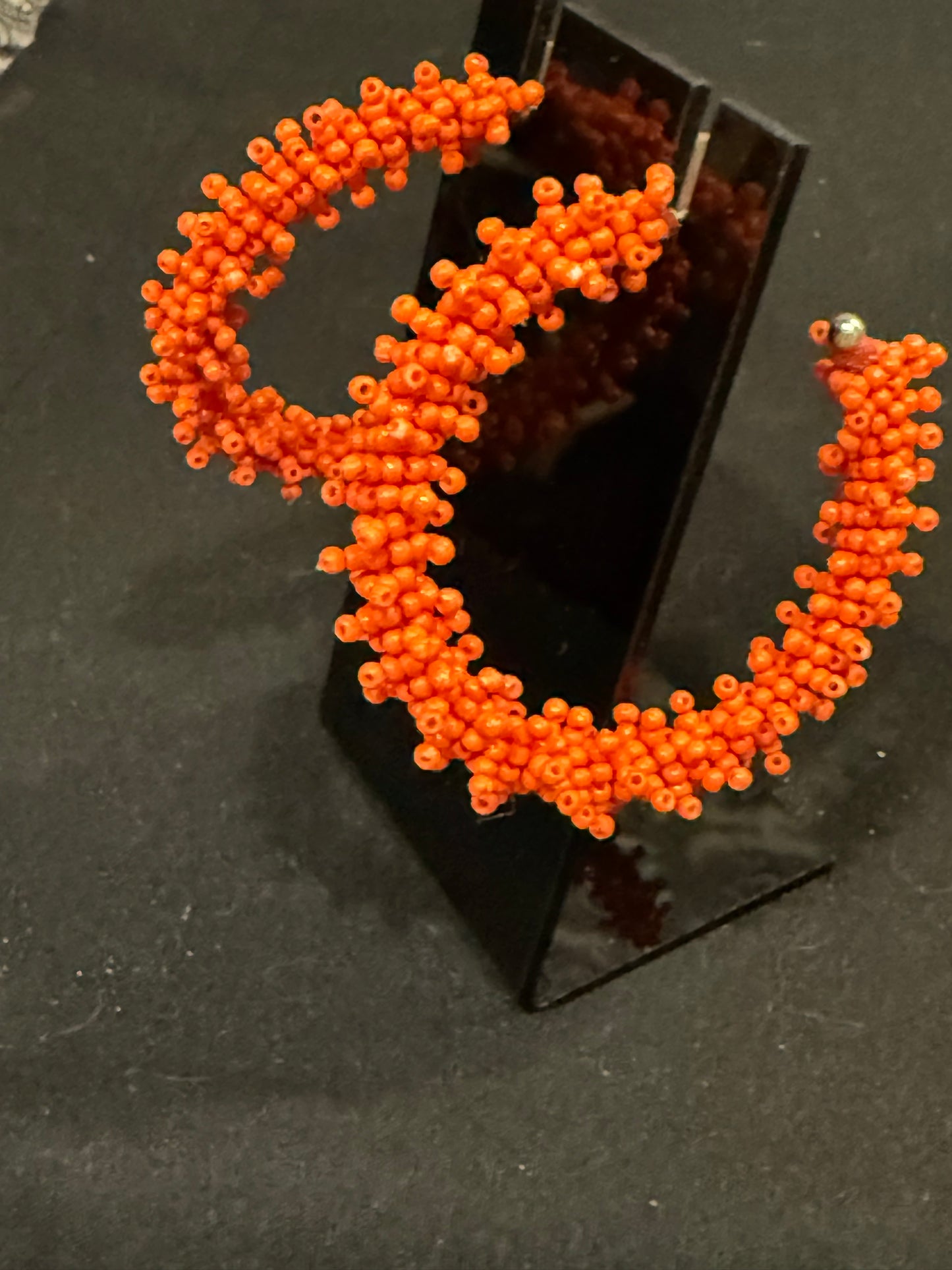 Orange seed bead earrings